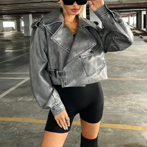 Grey Casual Women's Coolane Zip Up Moto Jacket - Picture 5 of 7